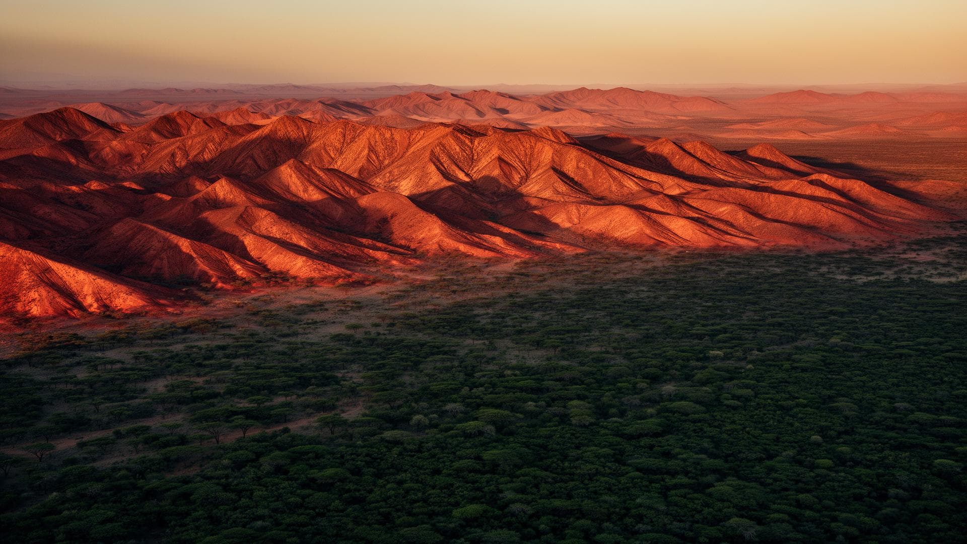 Namibian mineral landscape at golden hour